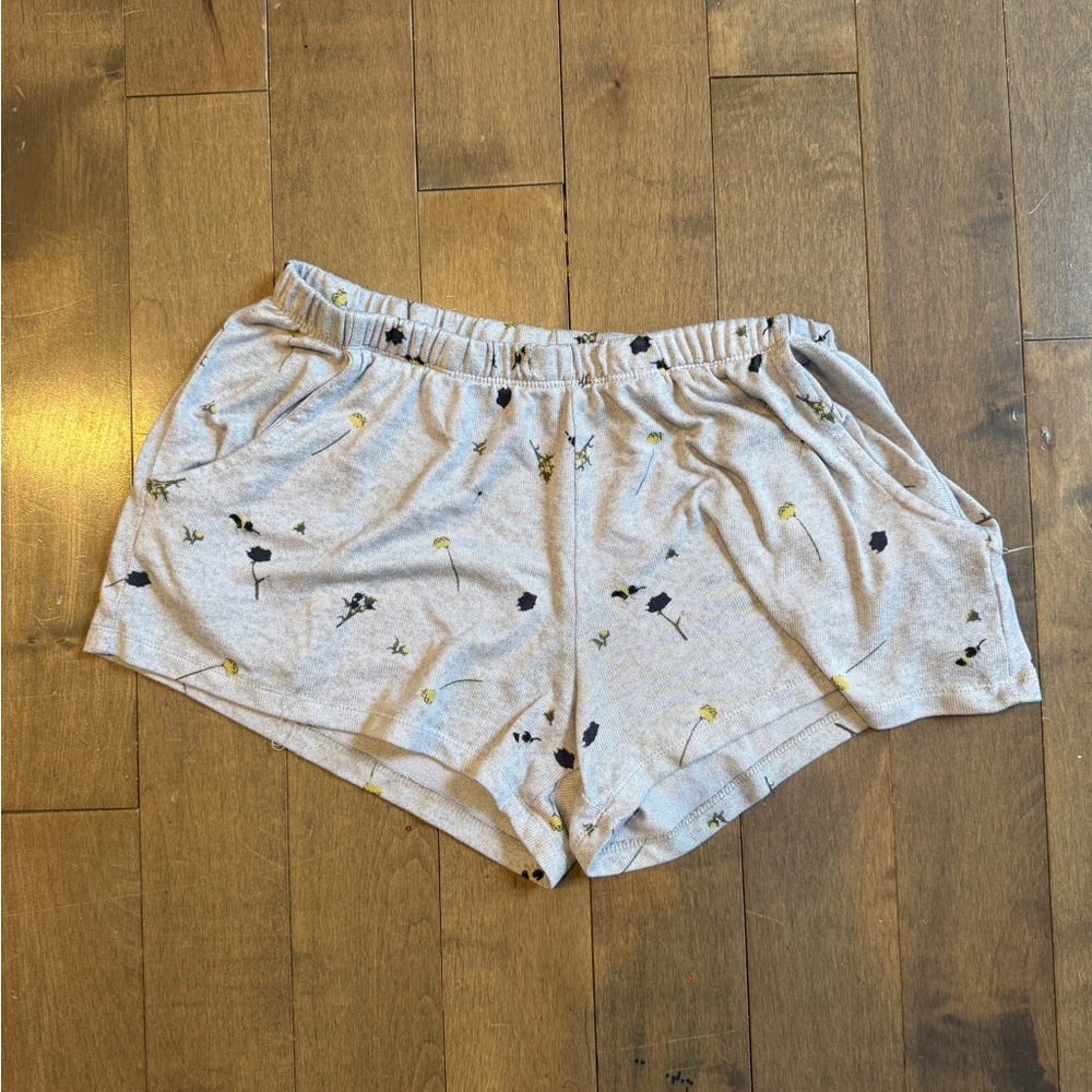 Floral Print Gray Lounge Bedtime Shorts